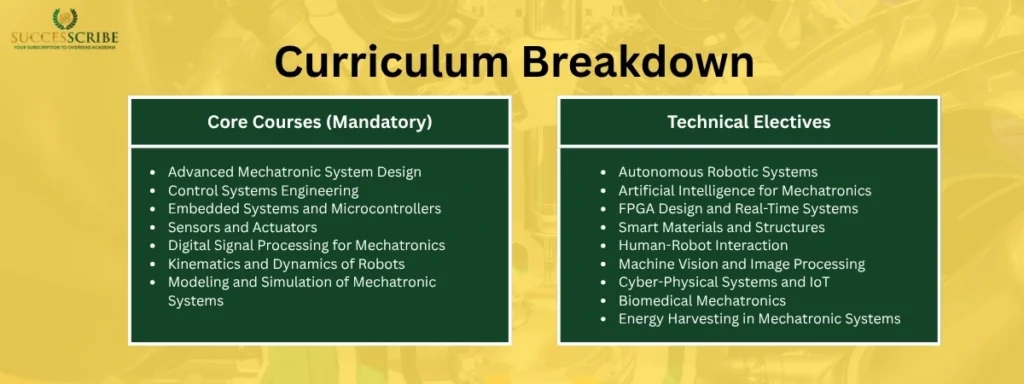 Course Structure and Curriculum (Masters in Mechatronics in the USA