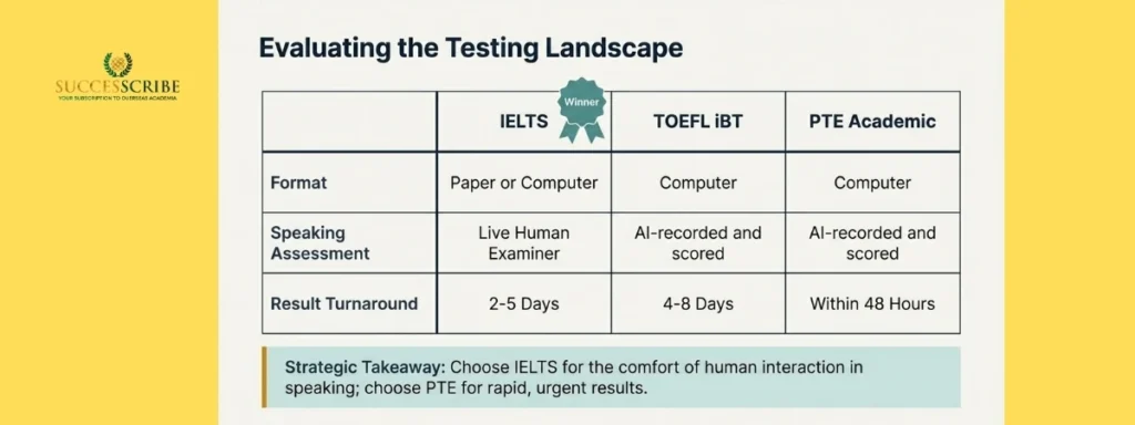 Comparative Analysis_ IELTS vs. TOEFL vs. Duolingo vs. PTE